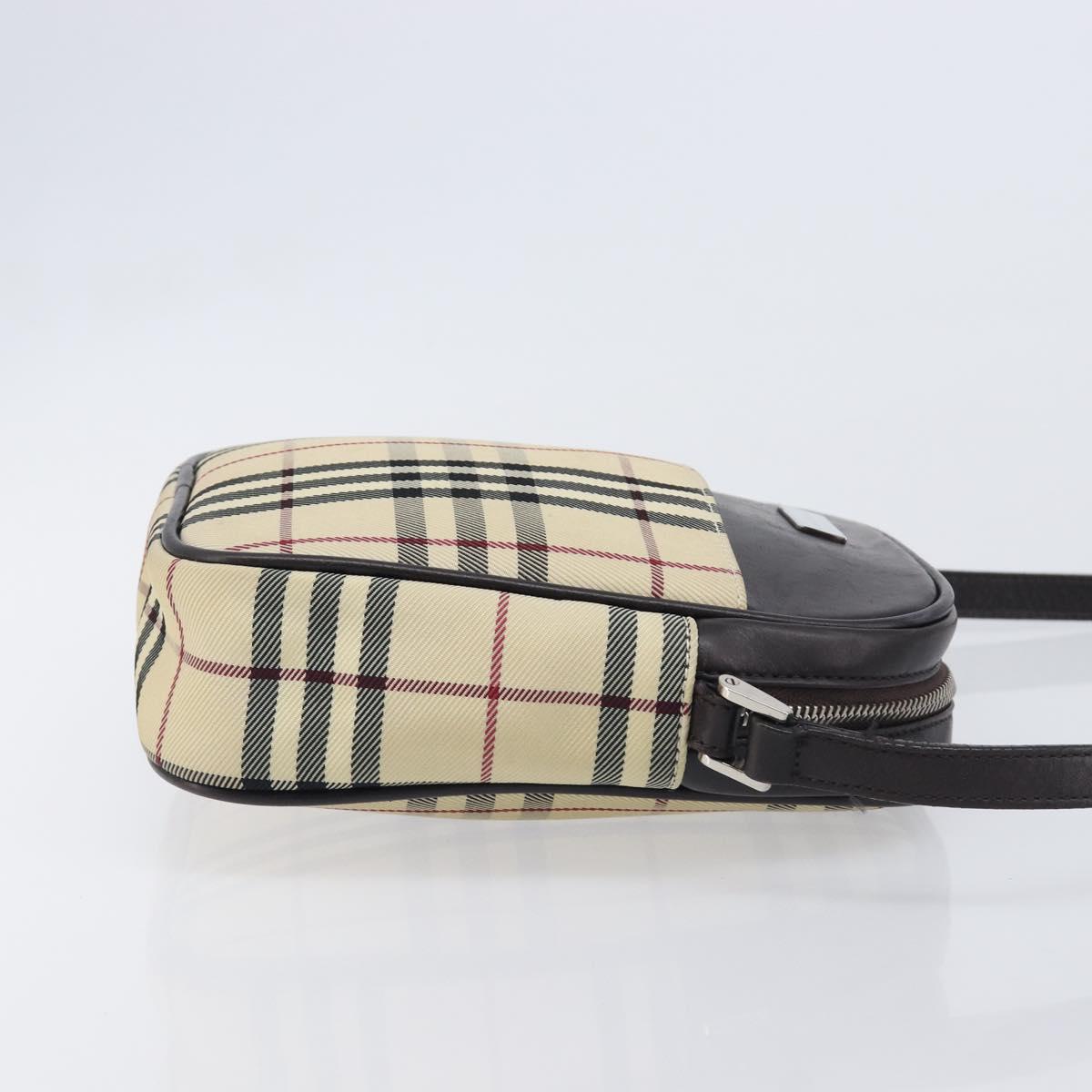 BURBERRY Nova Check Shoulder Bag Canvas Beige Silver Auth 209125A