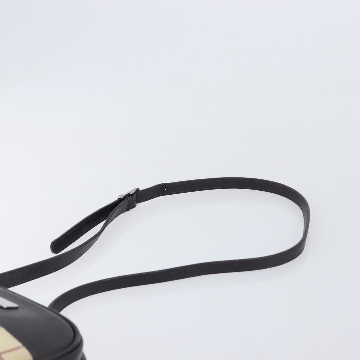 BURBERRY Nova Check Shoulder Bag Canvas Beige Silver Auth 209125A