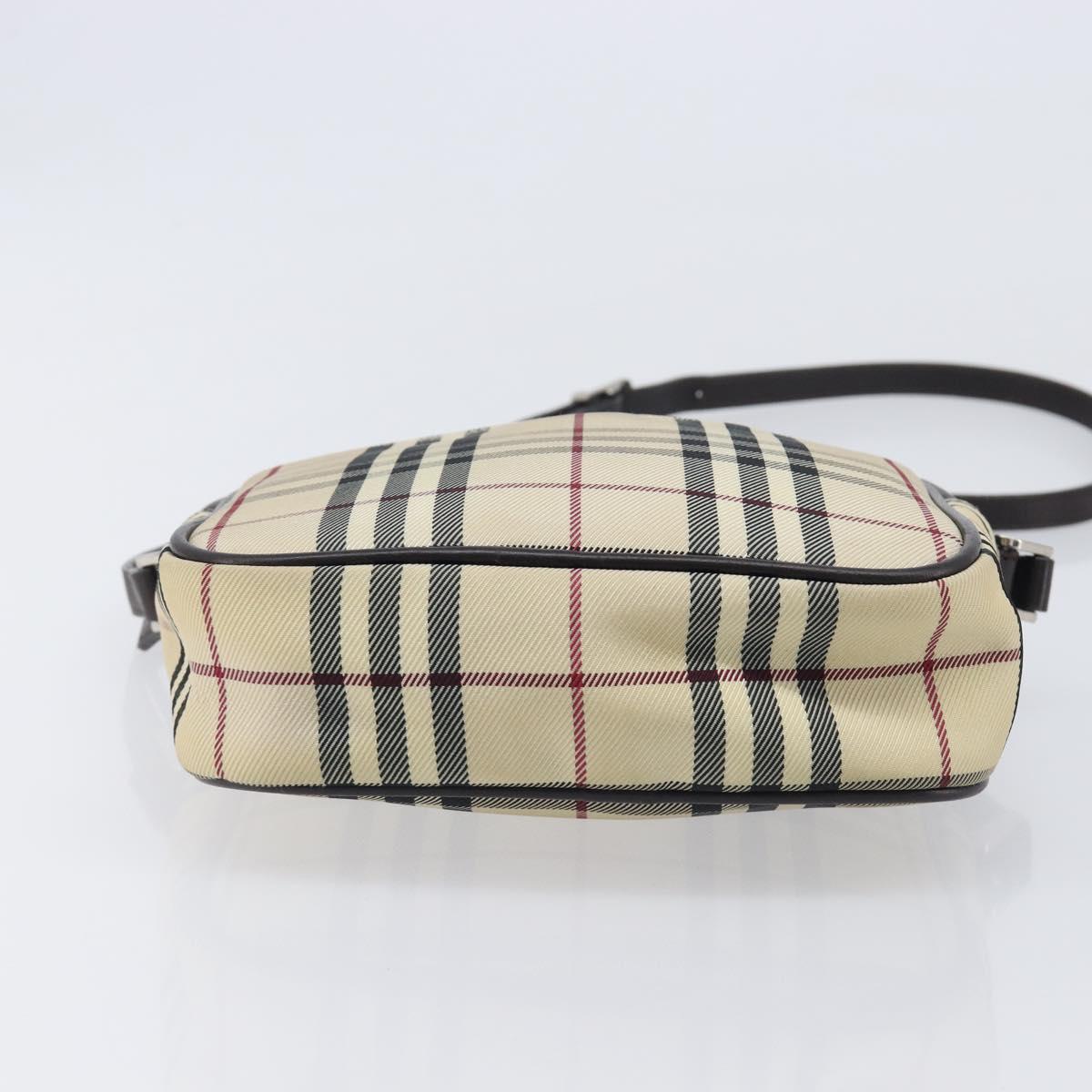 BURBERRY Nova Check Shoulder Bag Canvas Beige Silver Auth 209125A