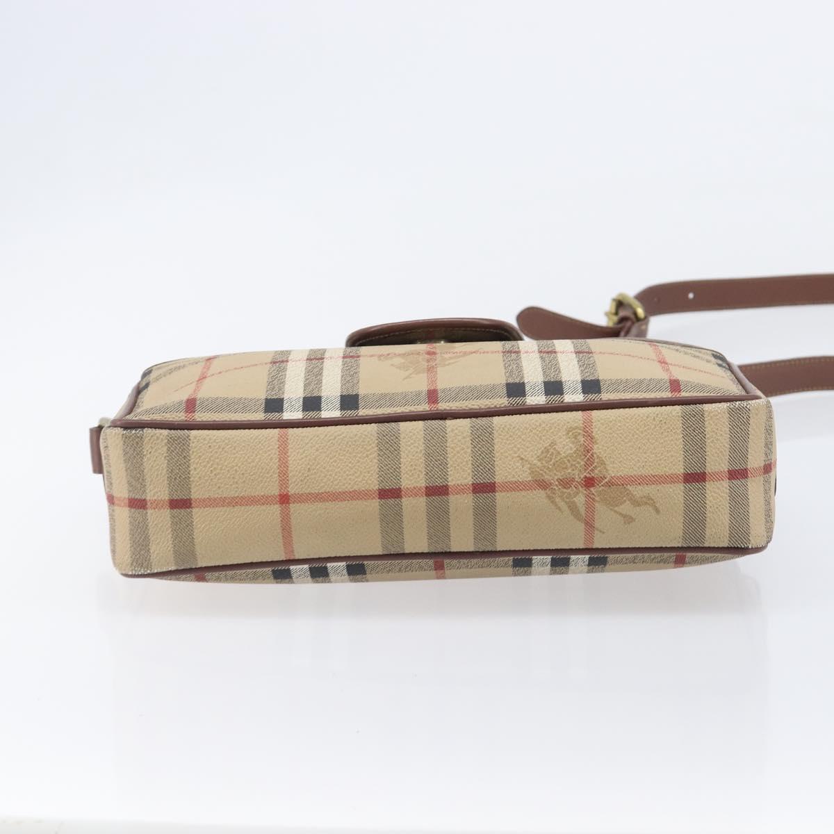 Burberrys Nova Check Shoulder Bag PVC Beige Gold Tone Auth 209127