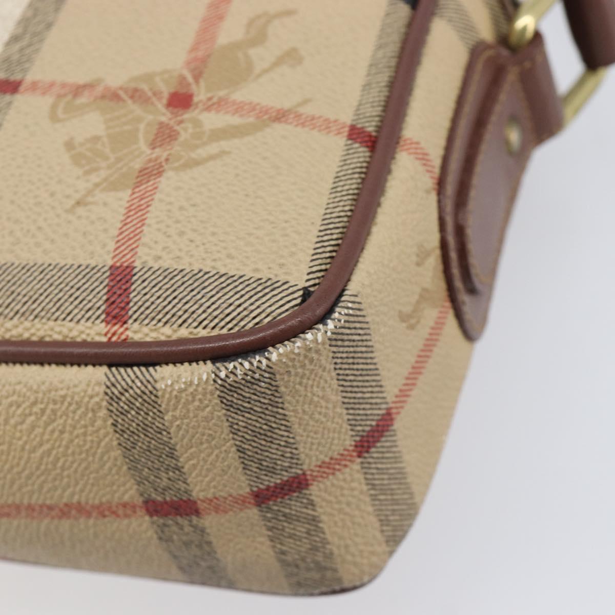 Burberrys Nova Check Shoulder Bag PVC Beige Gold Tone Auth 209127