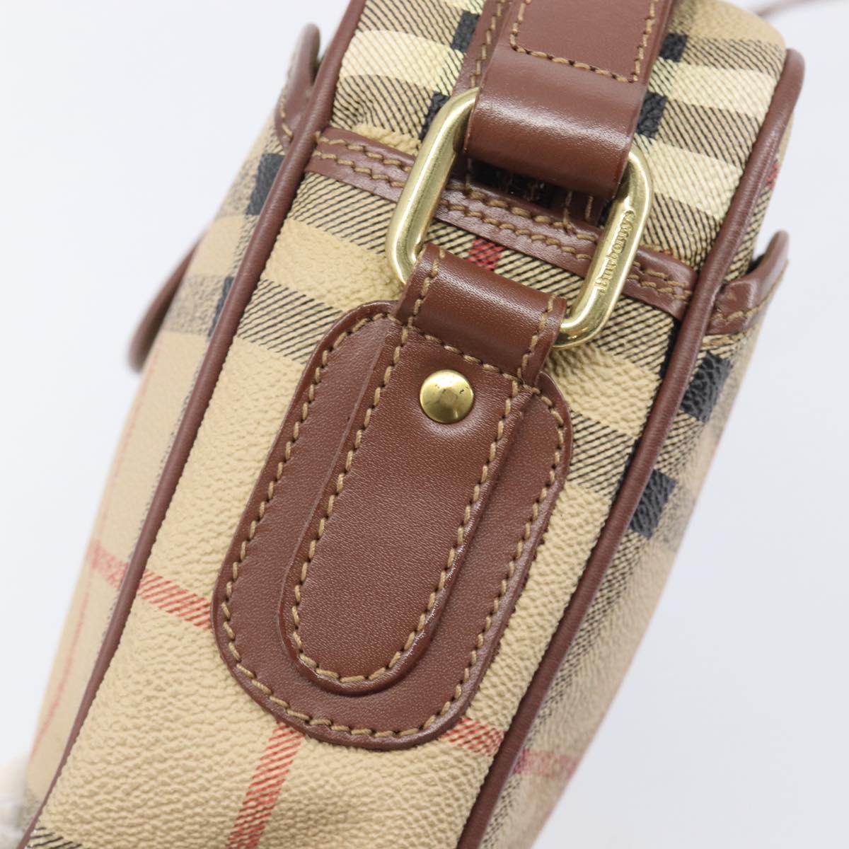 Burberrys Nova Check Shoulder Bag PVC Beige Gold Tone Auth 209127