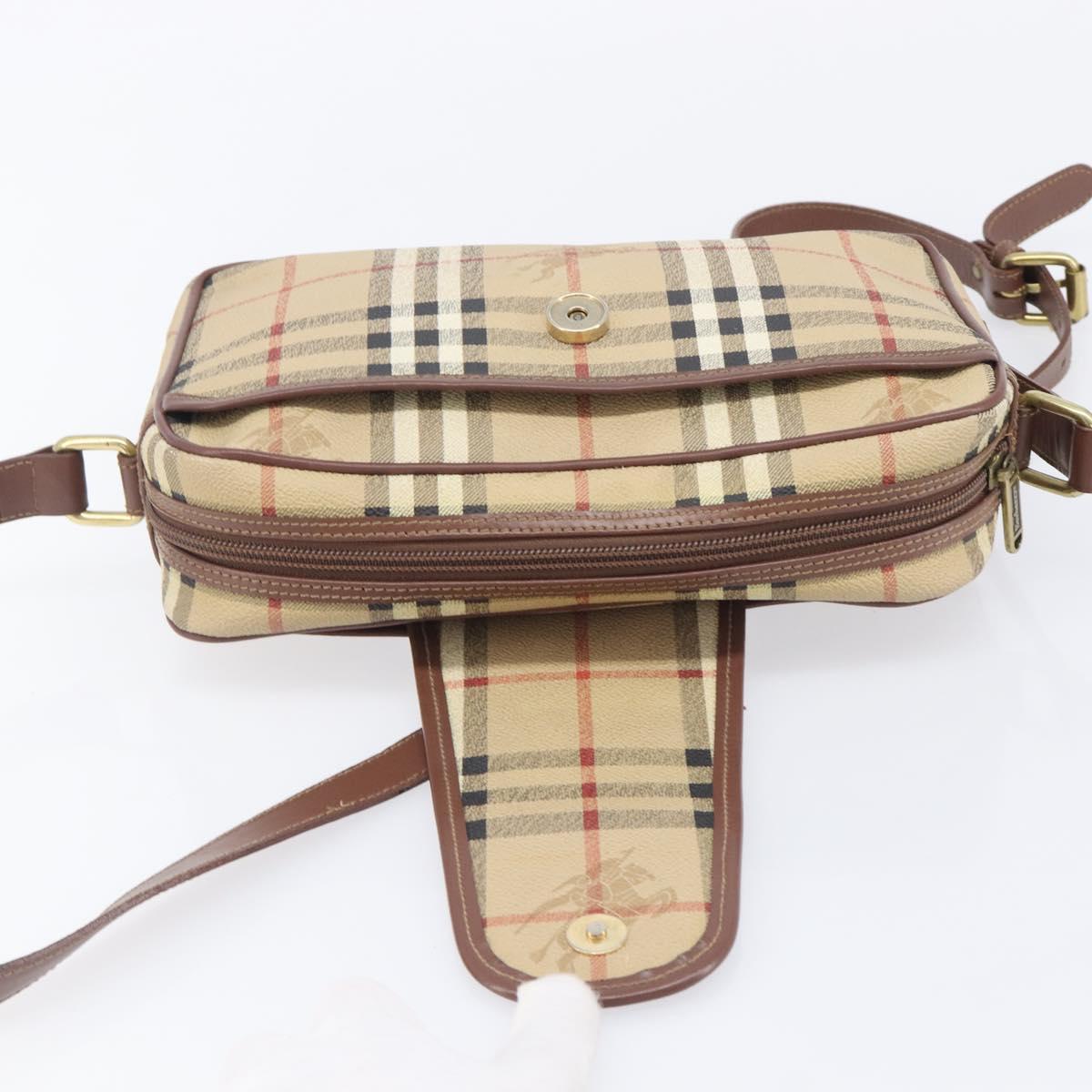 Burberrys Nova Check Shoulder Bag PVC Beige Gold Tone Auth 209127