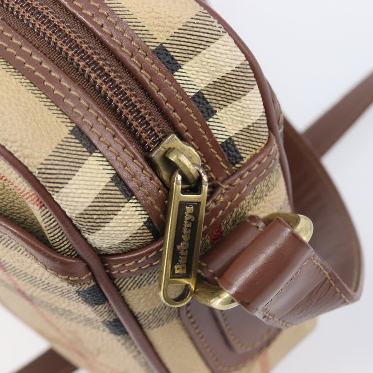 Burberrys Nova Check Shoulder Bag PVC Beige Gold Tone Auth 209127