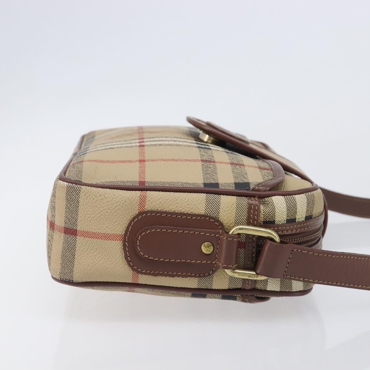 Burberrys Nova Check Shoulder Bag PVC Beige Gold Tone Auth 209127