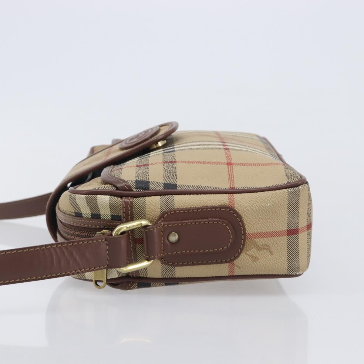 Burberrys Nova Check Shoulder Bag PVC Beige Gold Tone Auth 209127