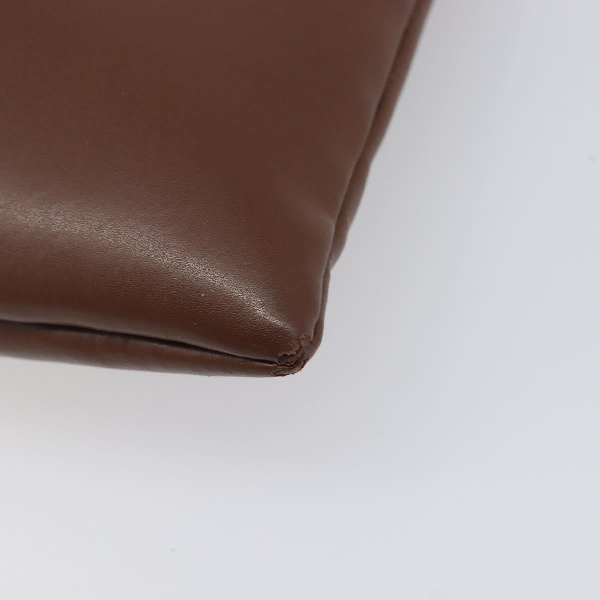 Valentino Clutch Bag Leather Brown Silver Auth 209130