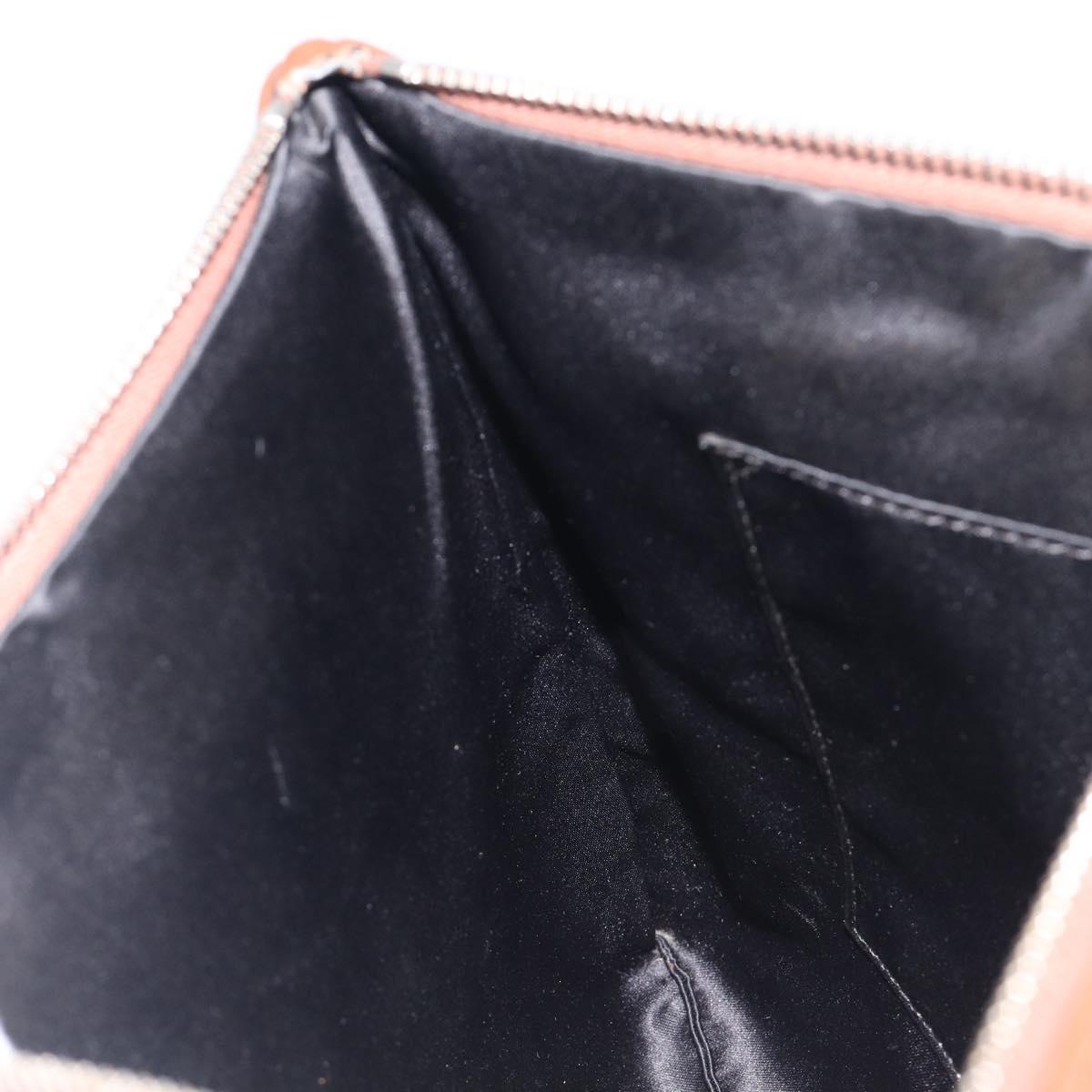 Valentino Clutch Bag Leather Brown Silver Auth 209130