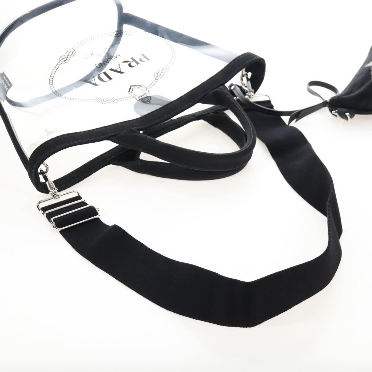 PRADA Hand Bag Vinyl 2way Black Silver Auth 209132A