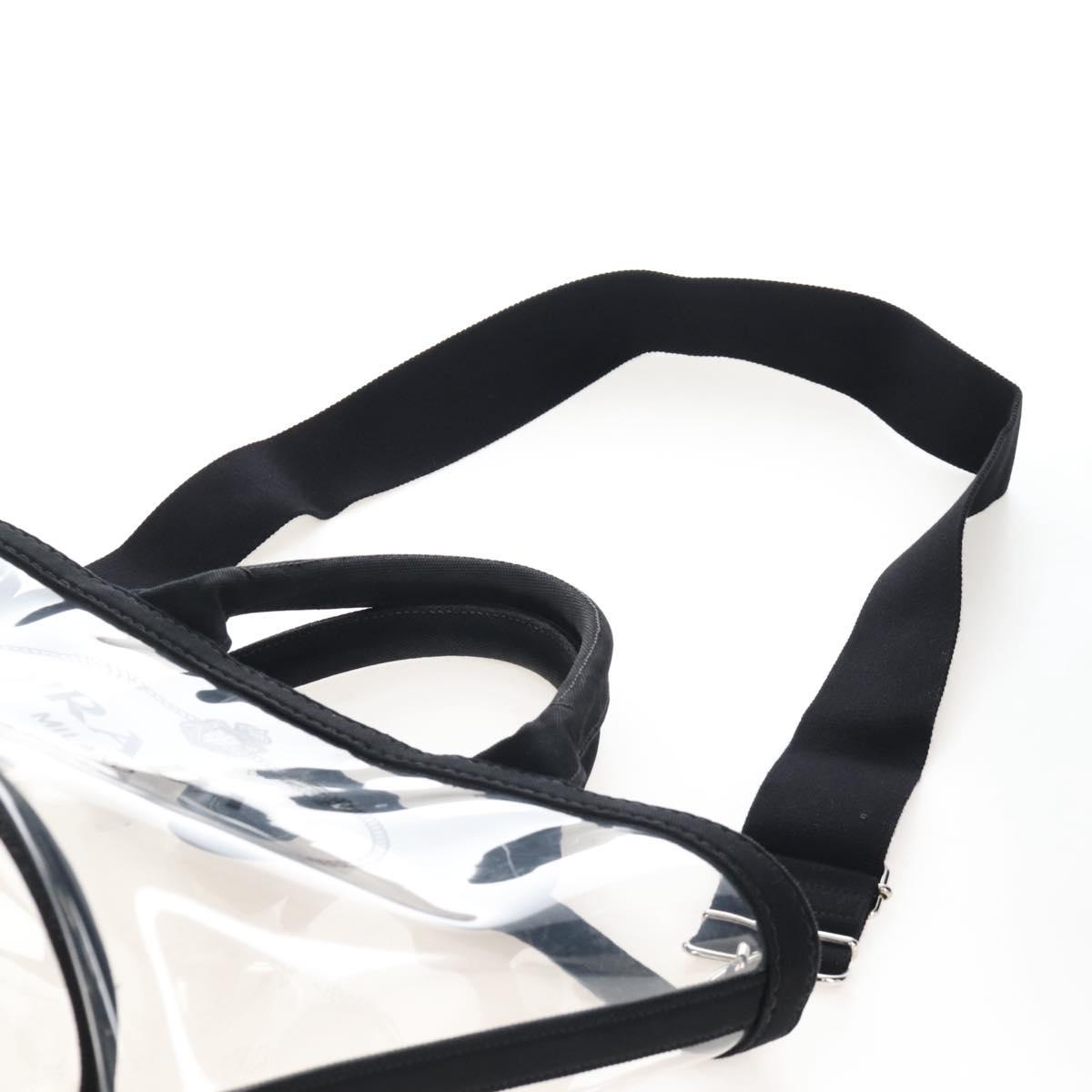 PRADA Hand Bag Vinyl 2way Black Silver Auth 209132A