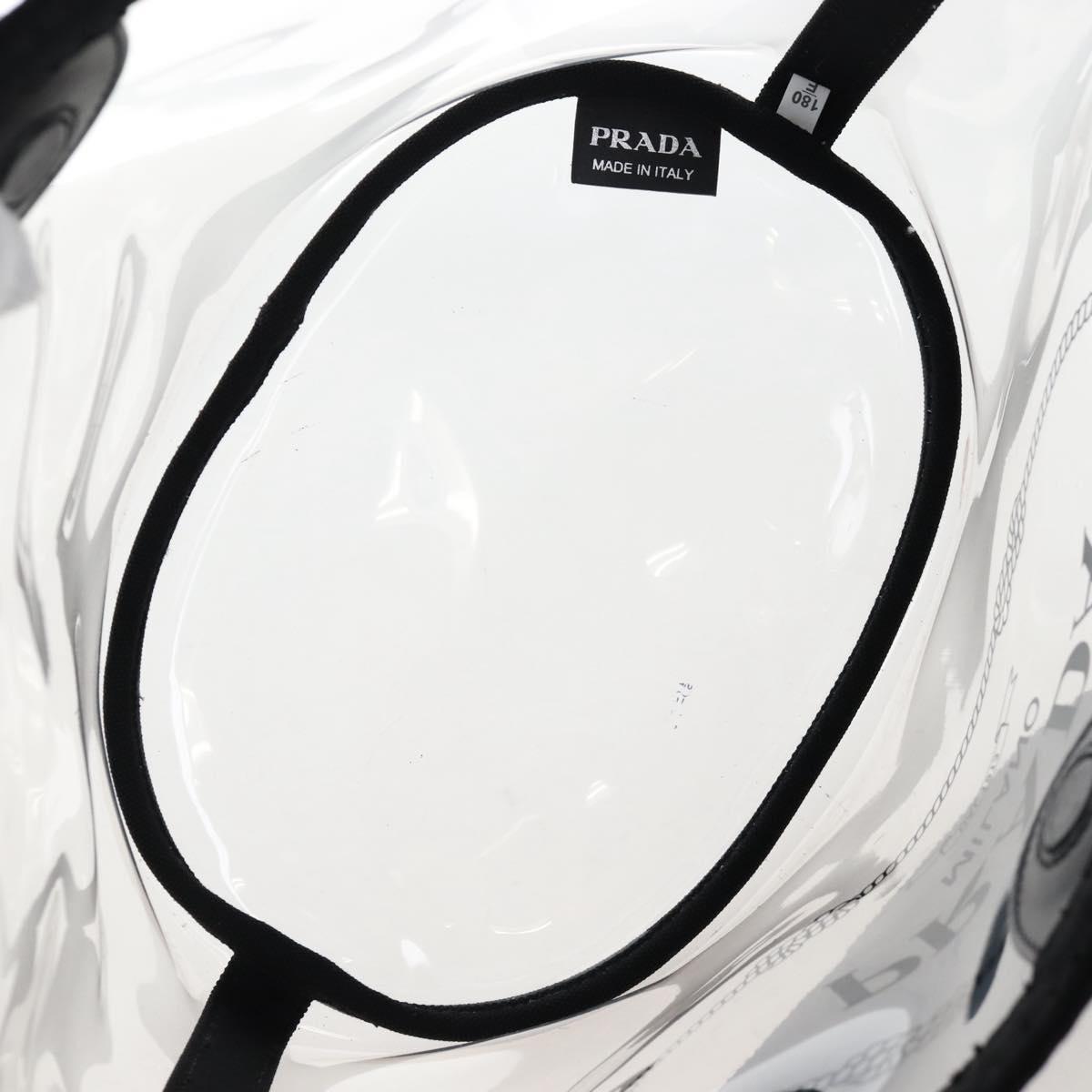 PRADA Hand Bag Vinyl 2way Black Silver Auth 209132A