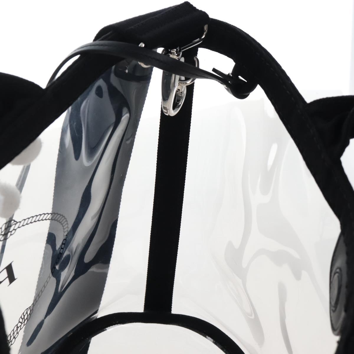 PRADA Hand Bag Vinyl 2way Black Silver Auth 209132A