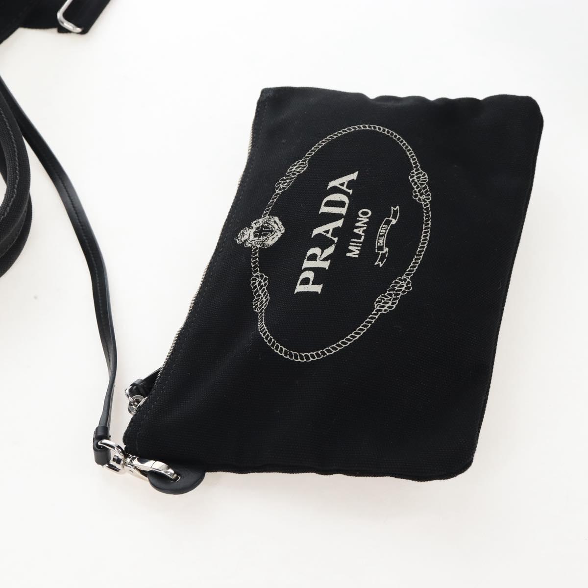 PRADA Hand Bag Vinyl 2way Black Silver Auth 209132A