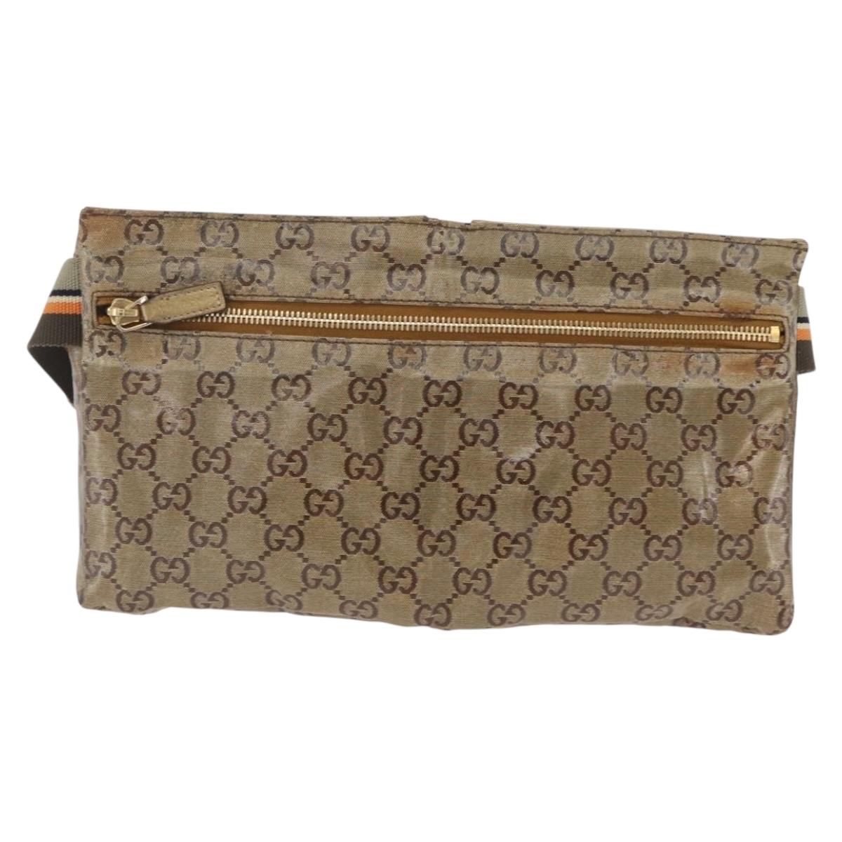 GUCCI GG Crystal Sherry Line Waist Bag PVC Gold 28566 Auth 209134