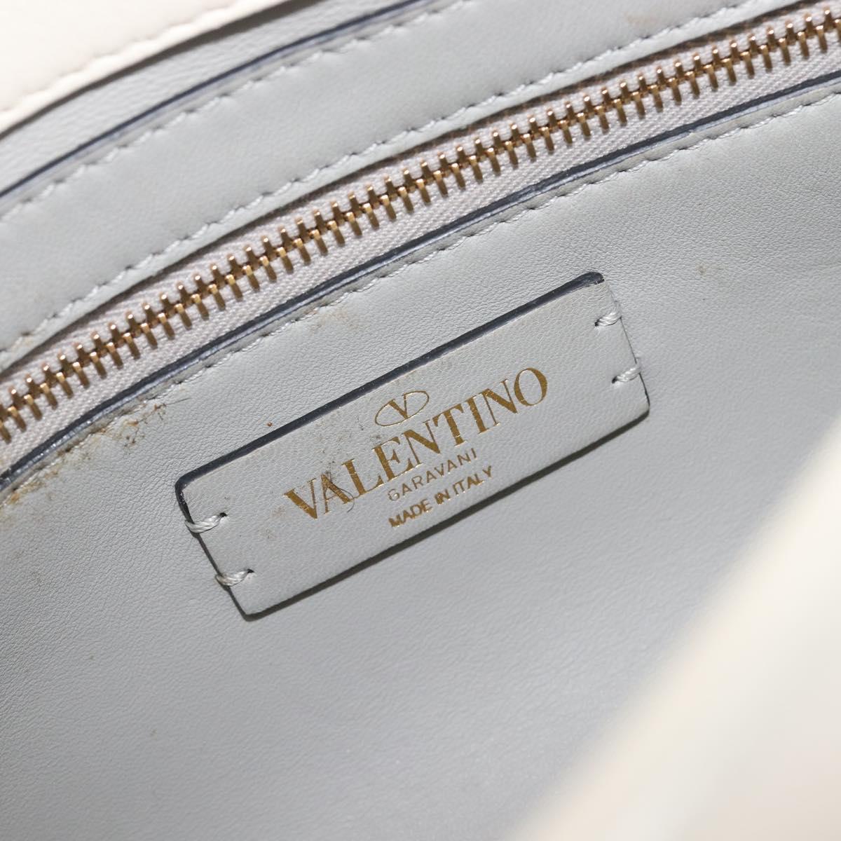 Valentino Roman Studs Hand Bag Leather 2way Ivory Gold Auth 209138A