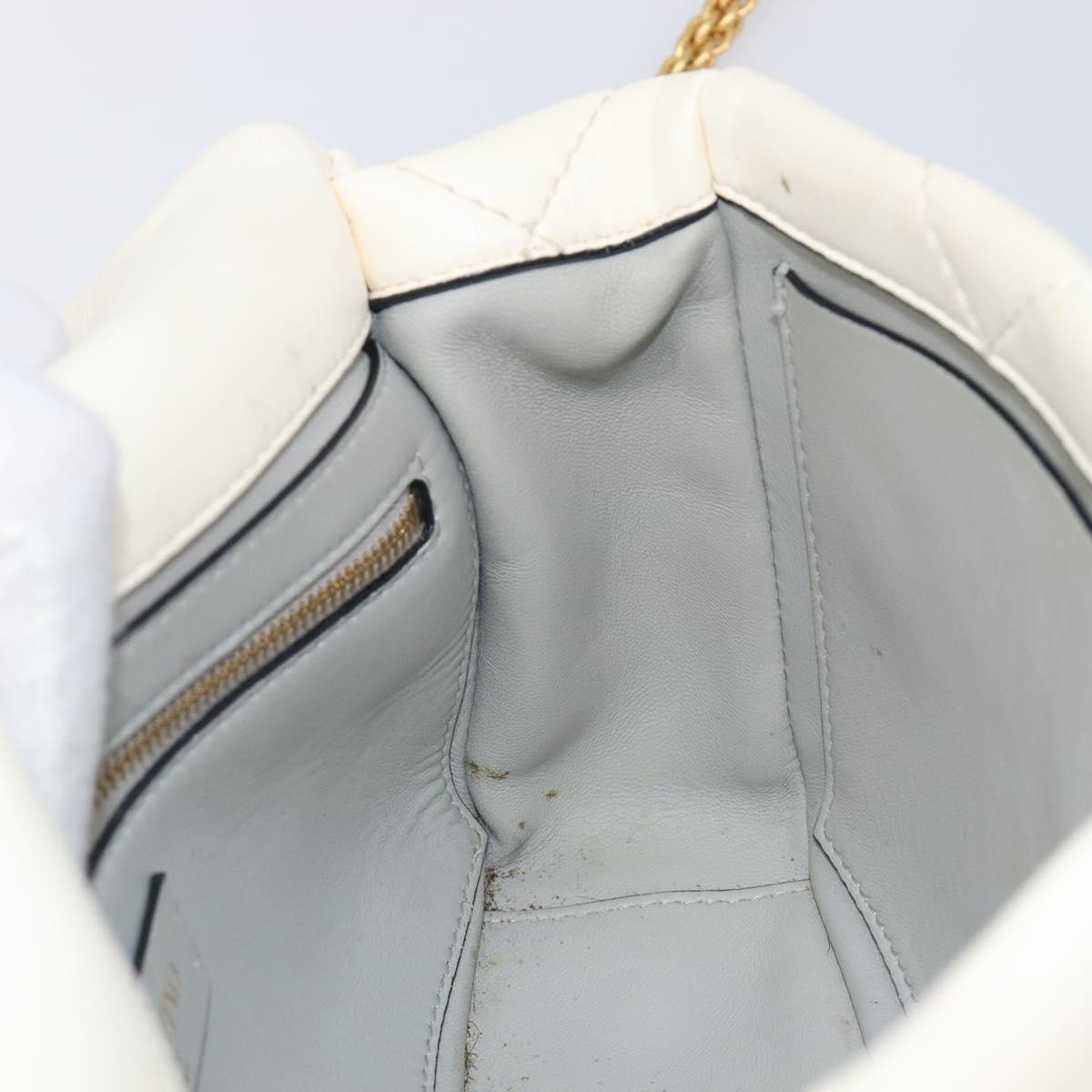 Valentino Roman Studs Hand Bag Leather 2way Ivory Gold Auth 209138A