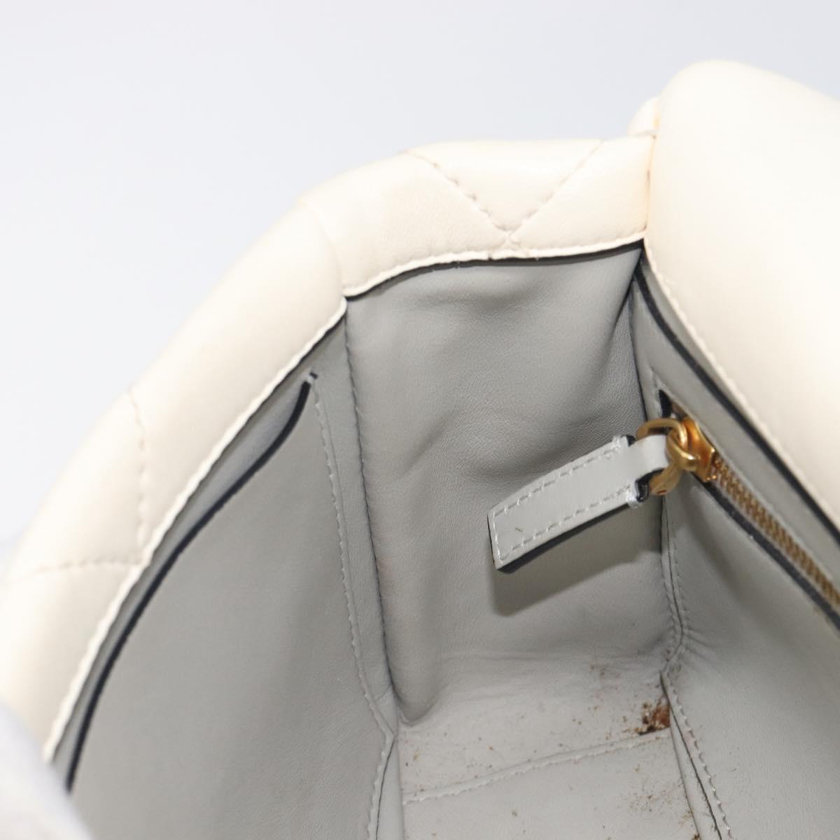 Valentino Roman Studs Hand Bag Leather 2way Ivory Gold Auth 209138A