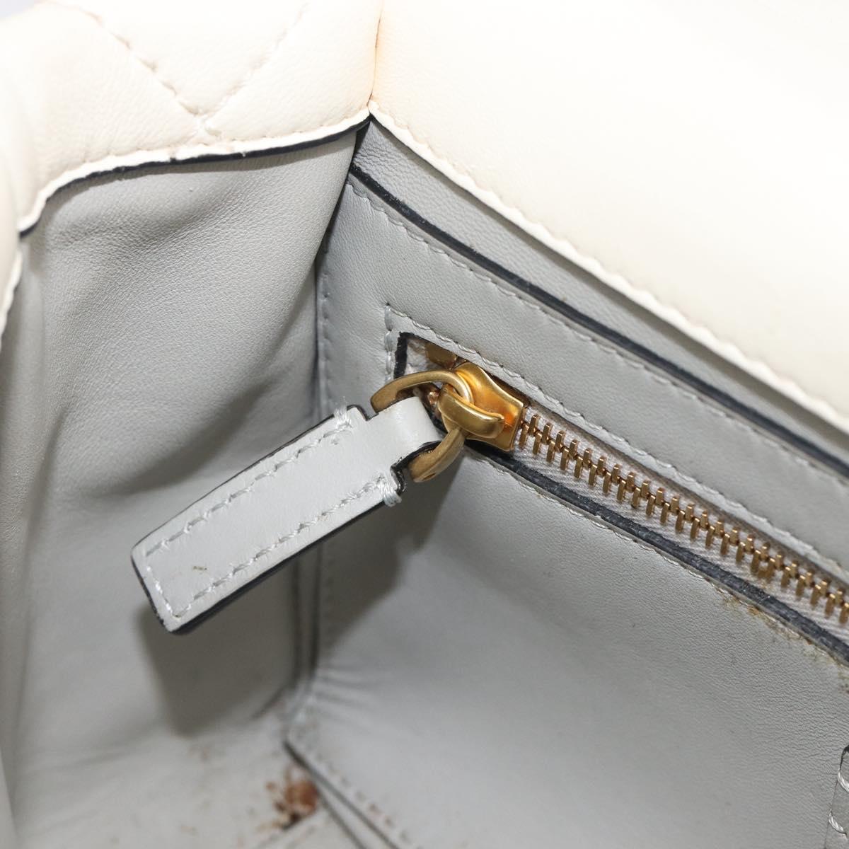 Valentino Roman Studs Hand Bag Leather 2way Ivory Gold Auth 209138A