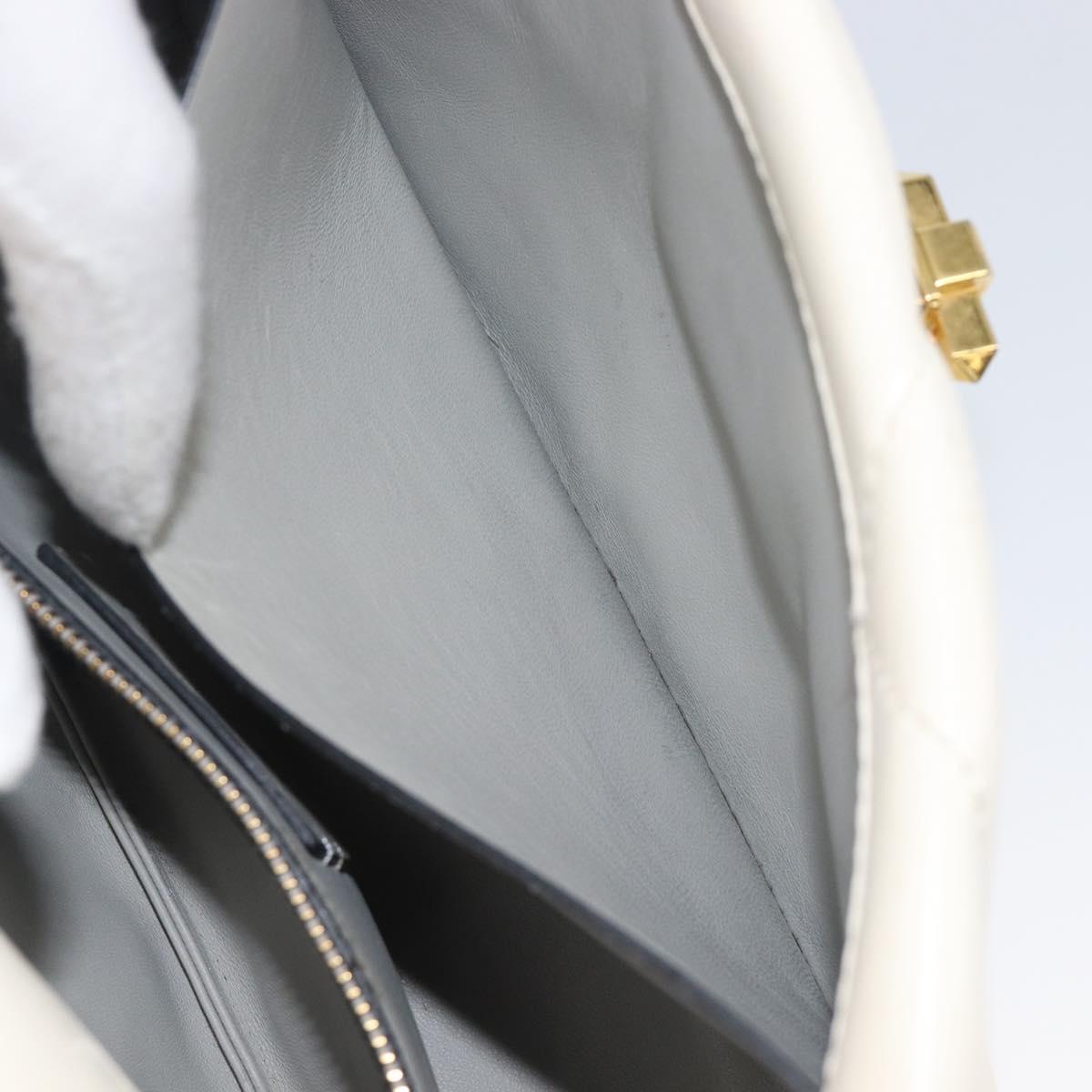 Valentino Roman Studs Hand Bag Leather 2way Ivory Gold Auth 209138A