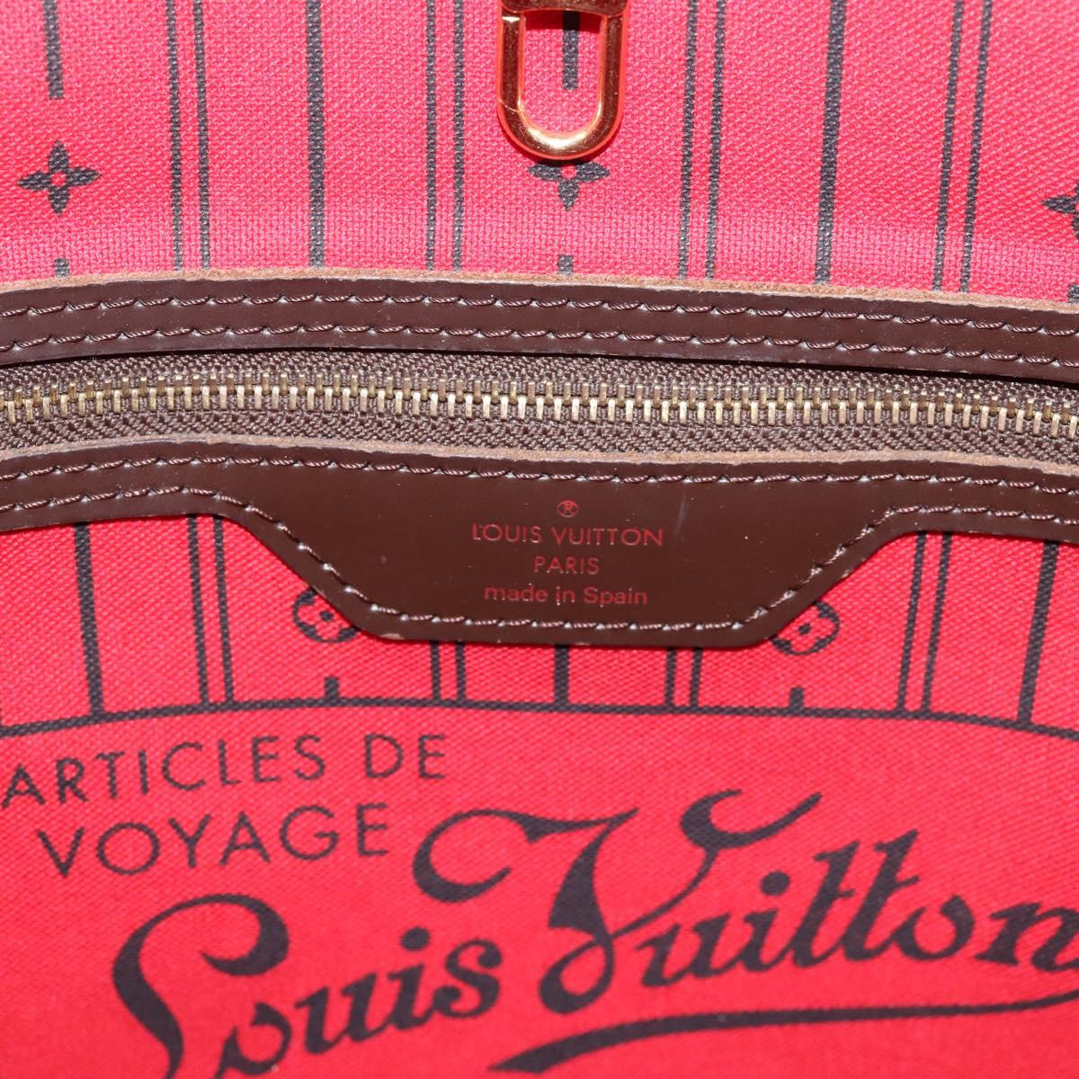LOUIS VUITTON Damier Ebene Neverfull MM Tote Bag N51105 LV Auth 209146