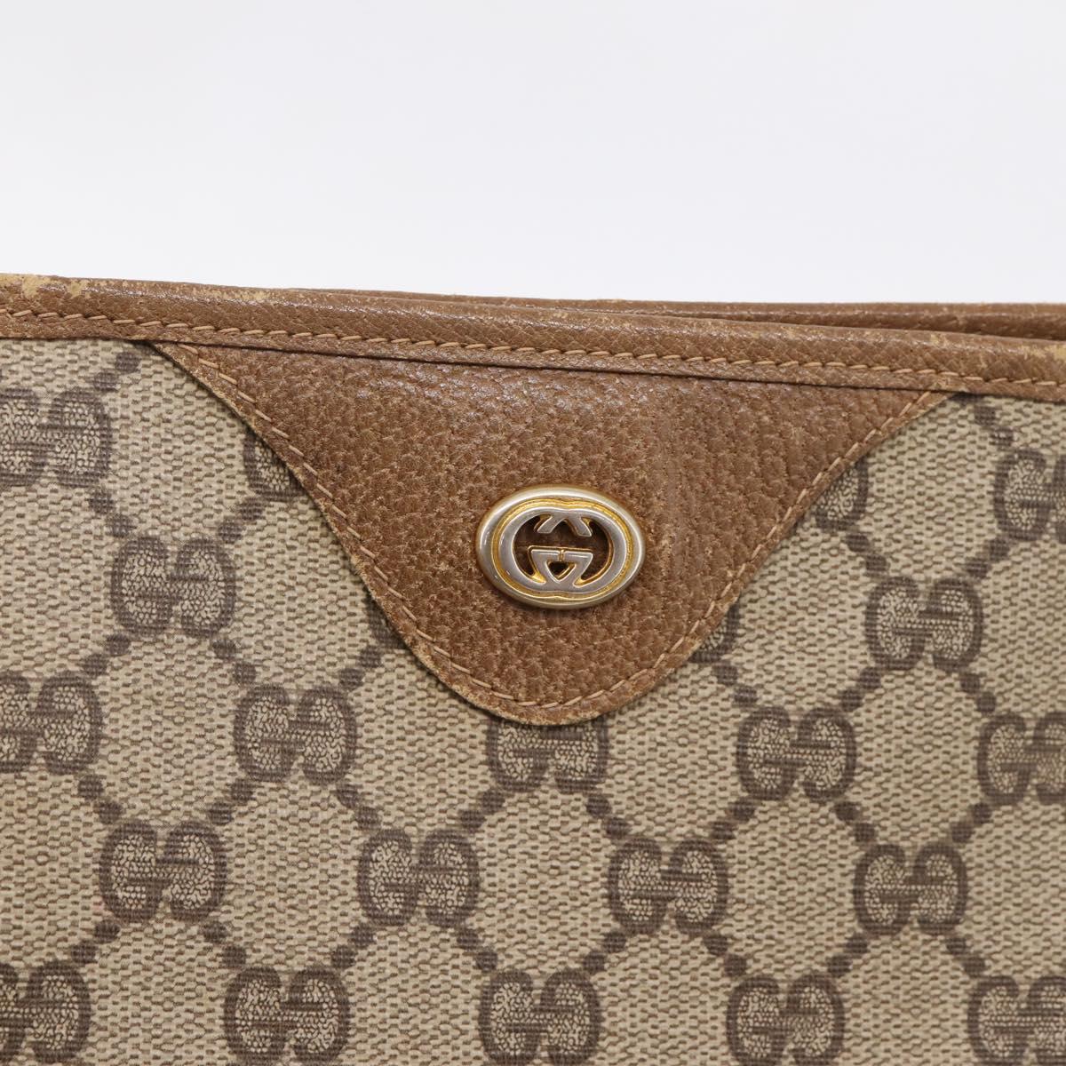 GUCCI GG Supreme Tote Bag PVC Beige Gold Tone 40 02 998 Auth 209148