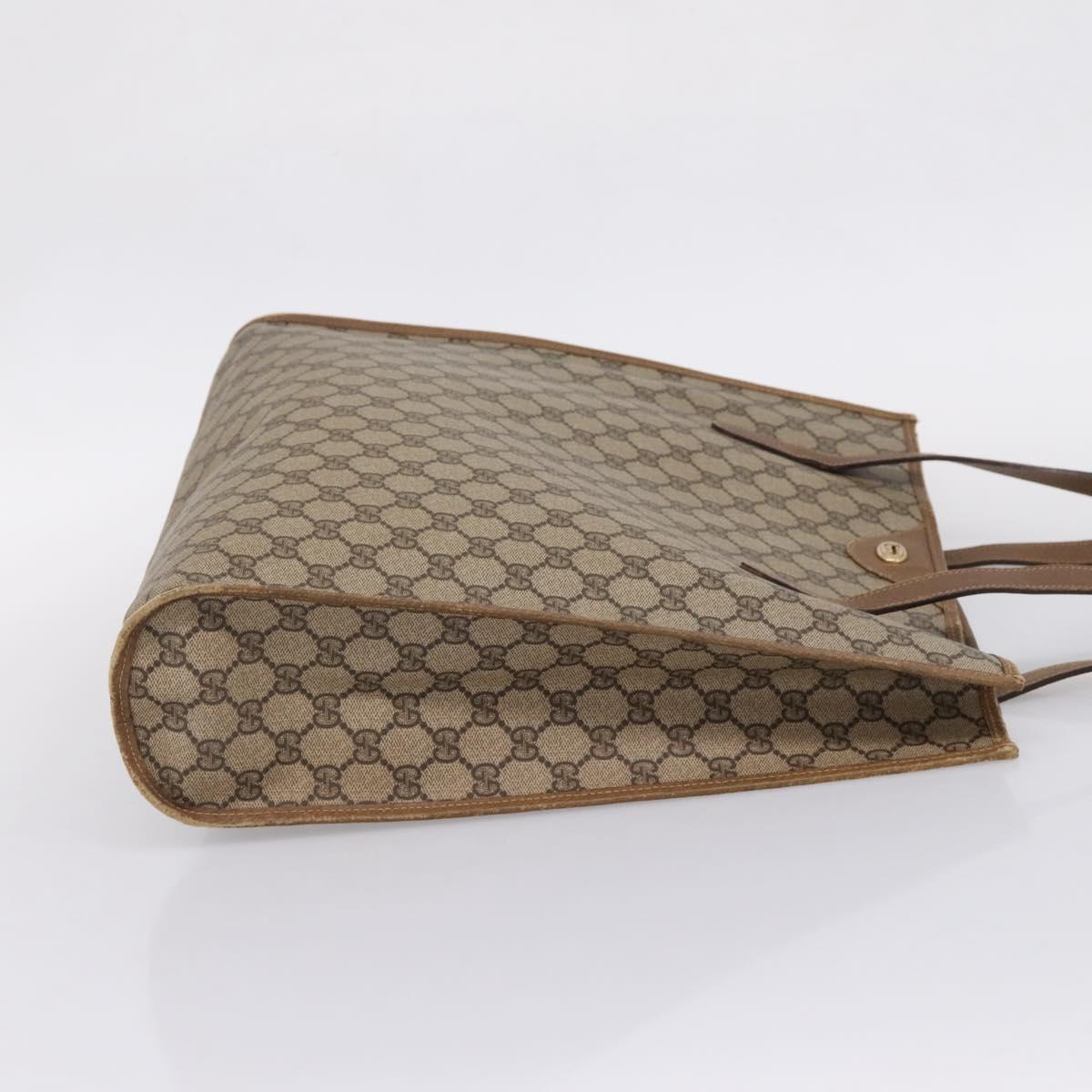 GUCCI GG Supreme Tote Bag PVC Beige Gold Tone 40 02 998 Auth 209148