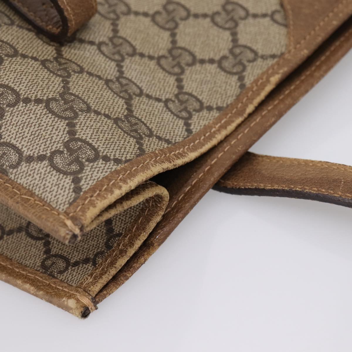 GUCCI GG Supreme Tote Bag PVC Beige Gold Tone 40 02 998 Auth 209148
