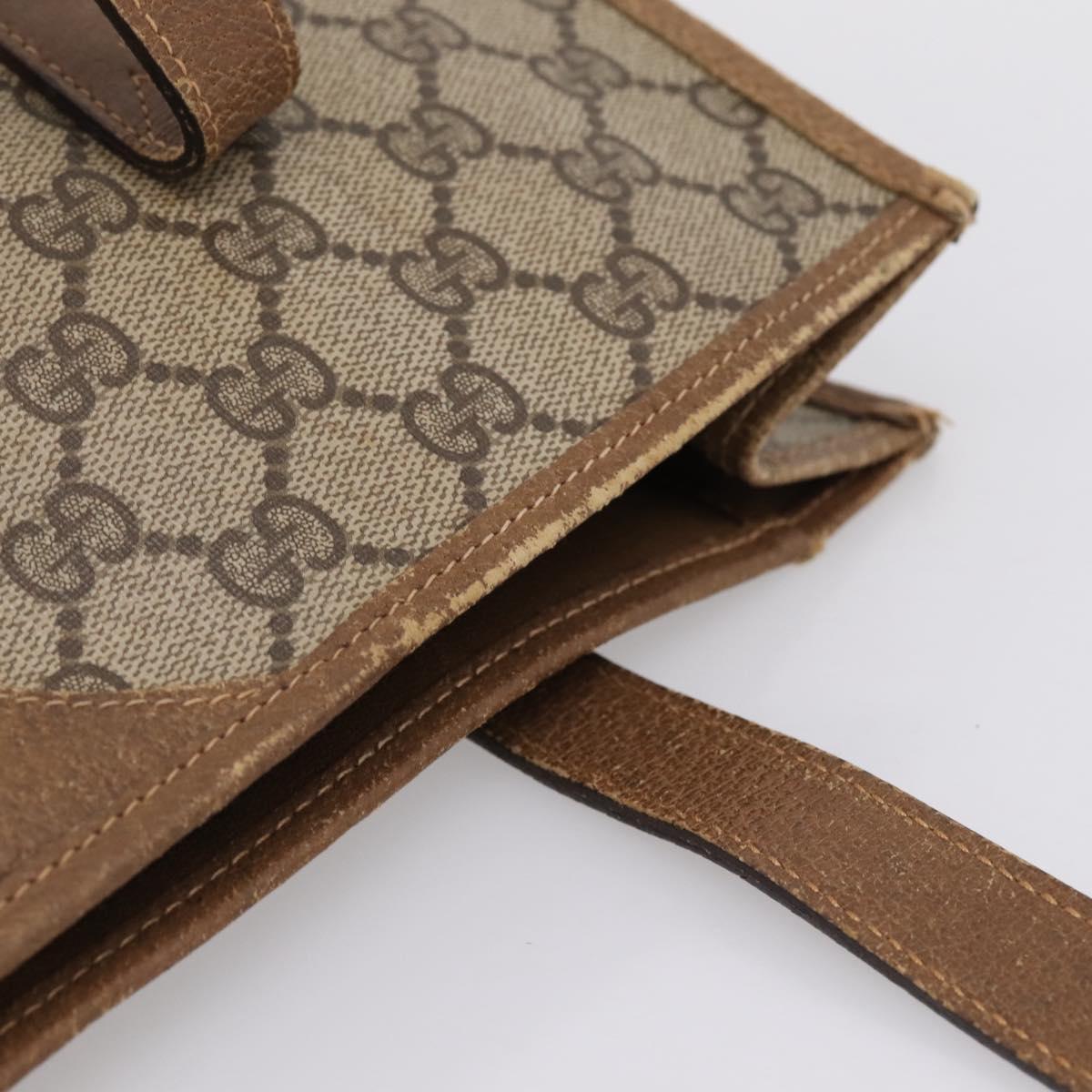 GUCCI GG Supreme Tote Bag PVC Beige Gold Tone 40 02 998 Auth 209148