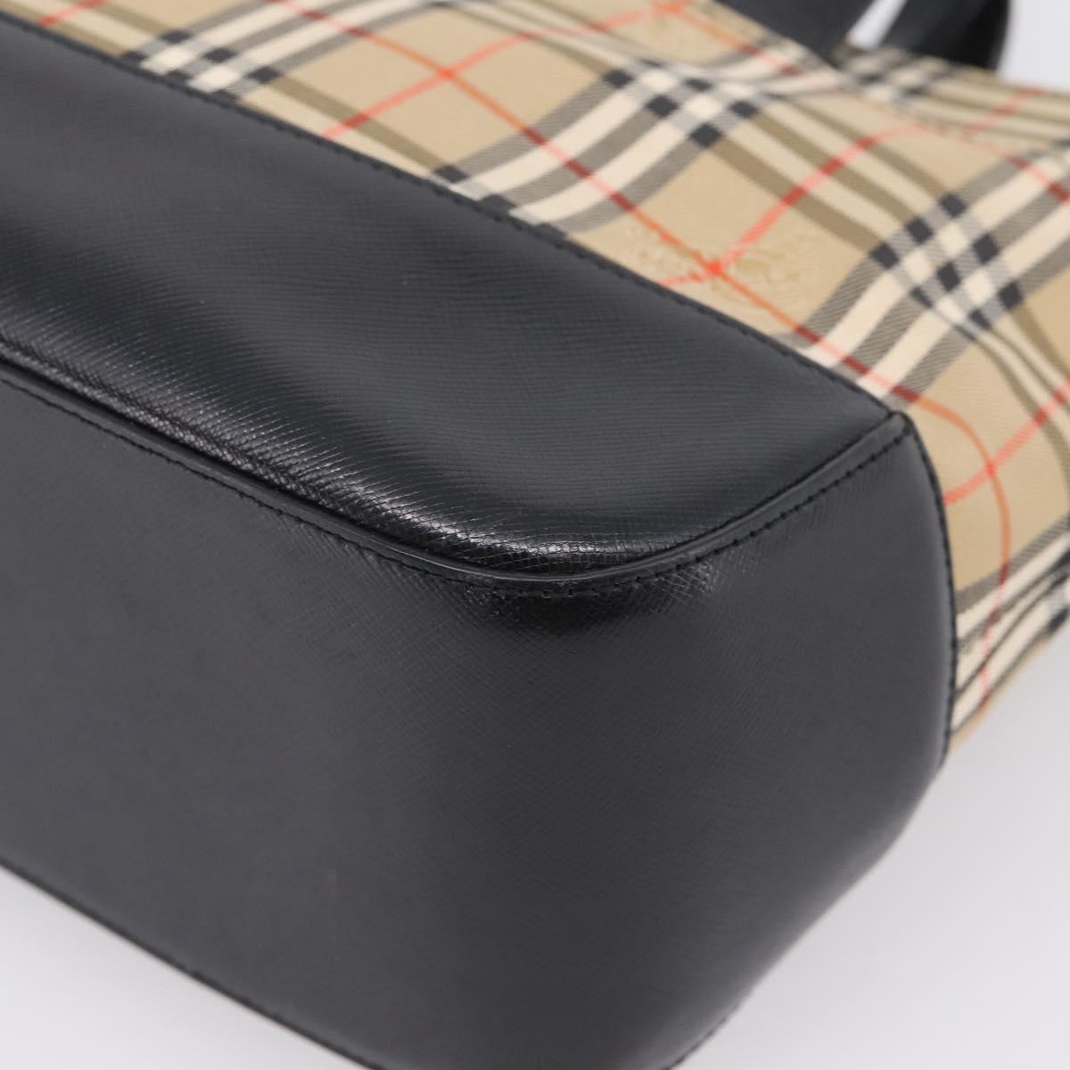 BURBERRY Nova Check Hand Bag Canvas Beige Black Auth 209153