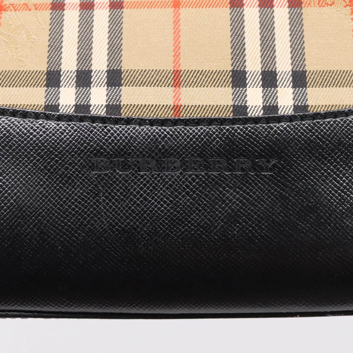 BURBERRY Nova Check Hand Bag Canvas Beige Black Auth 209153