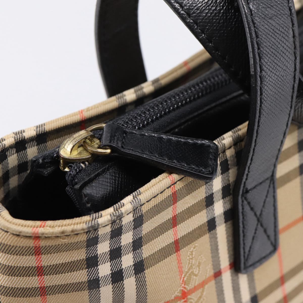 BURBERRY Nova Check Hand Bag Canvas Beige Black Auth 209153