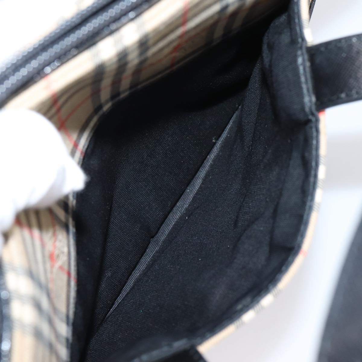 BURBERRY Nova Check Hand Bag Canvas Beige Black Auth 209153