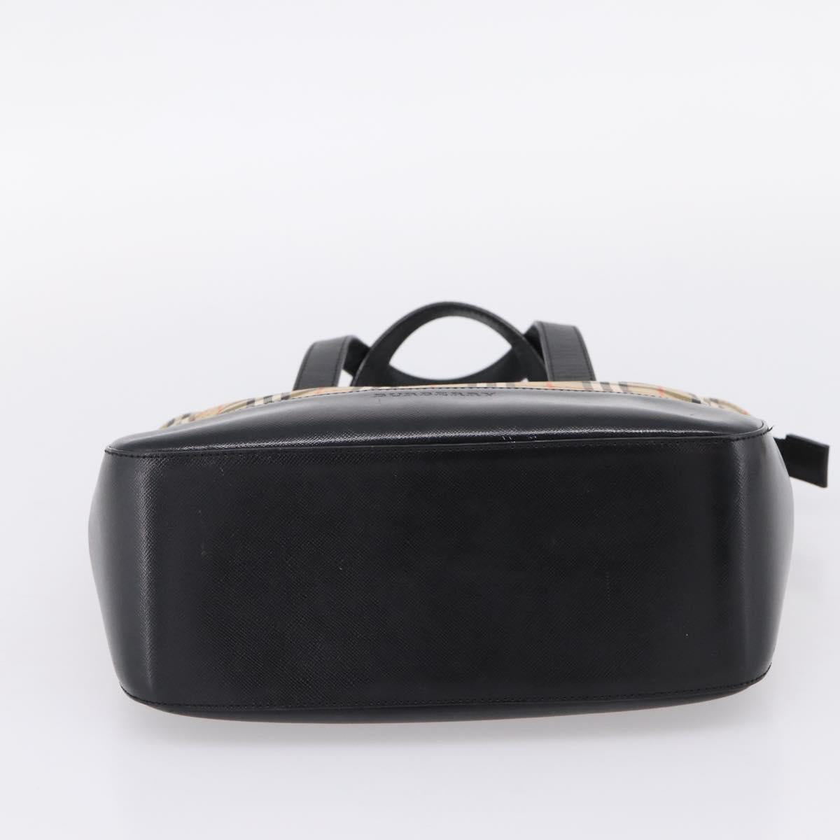 BURBERRY Nova Check Hand Bag Canvas Beige Black Auth 209153