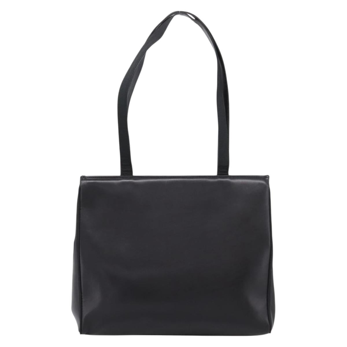 Salvatore Ferragamo Vala Tote Bag Leather Black Gold Tone Auth 209160