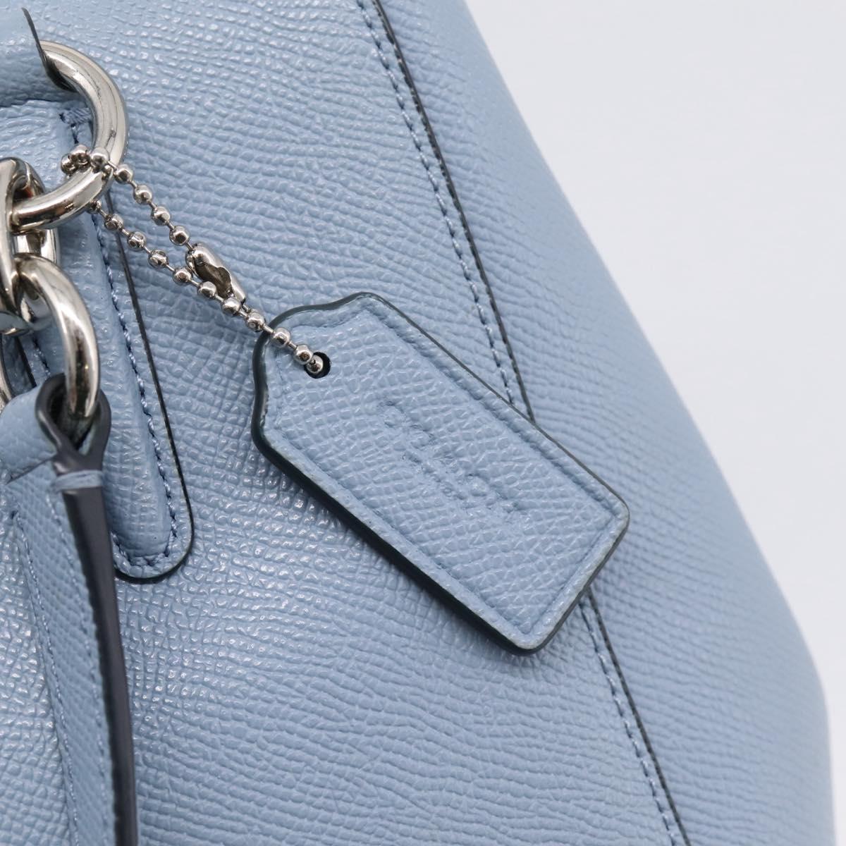 Coach Hand Bag Leather 2way Light Blue Silver Auth 209164A