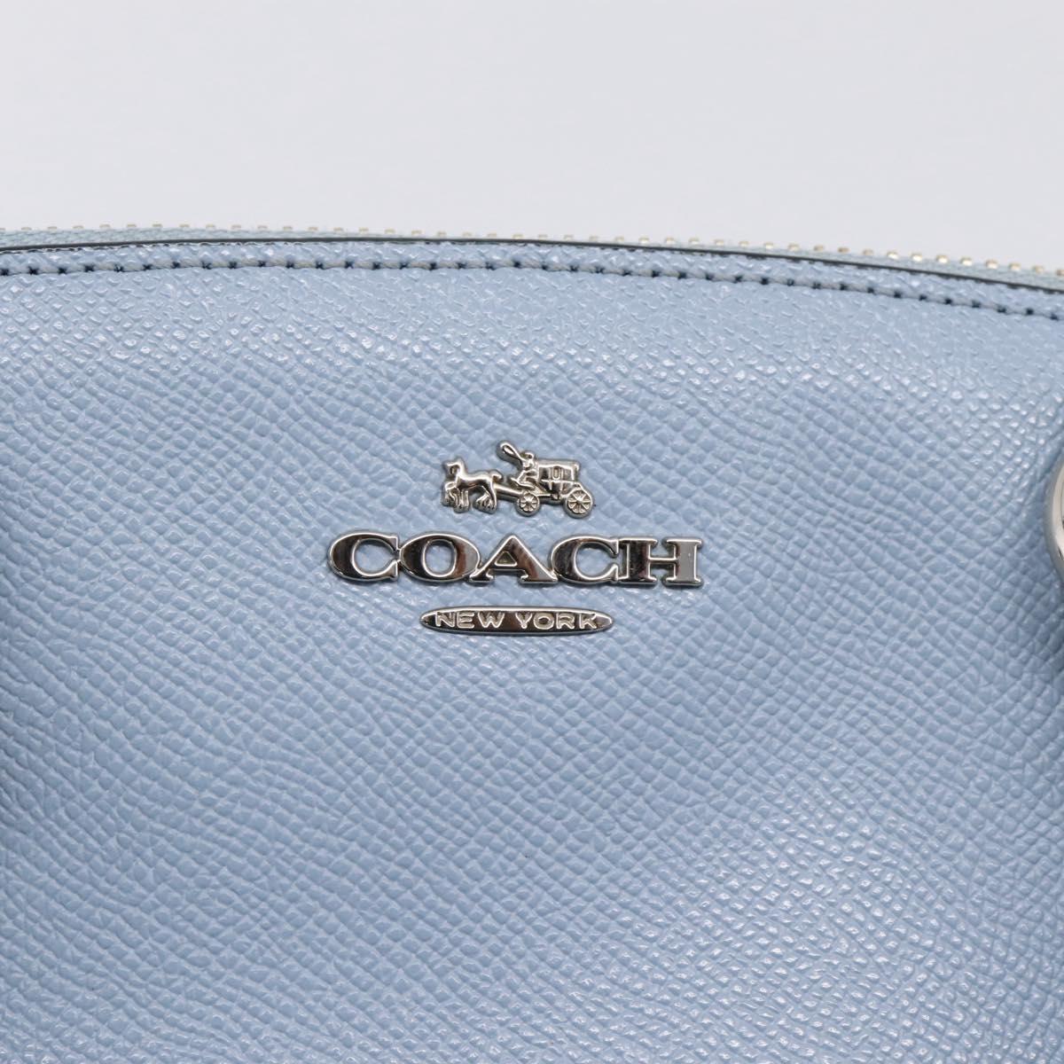Coach Hand Bag Leather 2way Light Blue Silver Auth 209164A