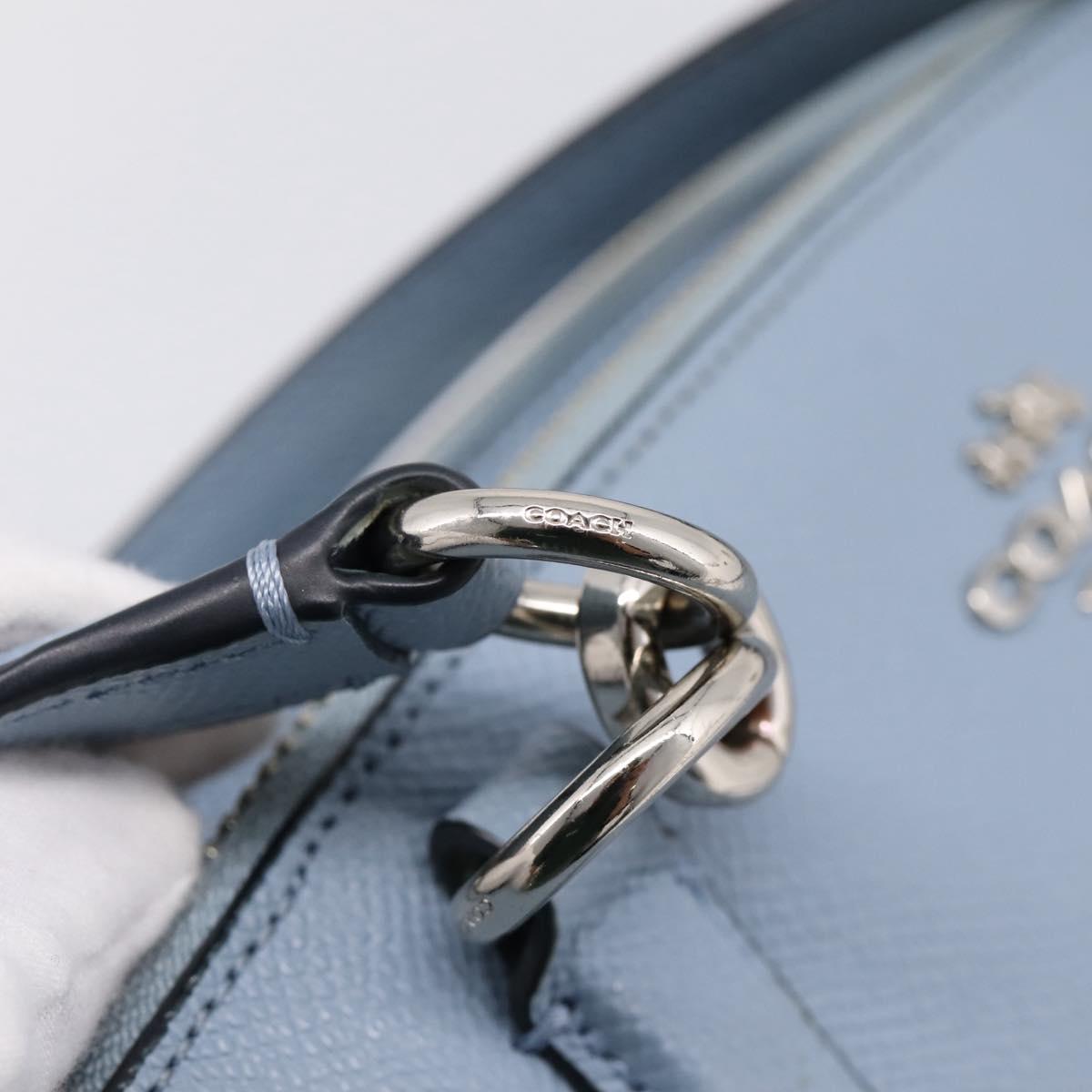 Coach Hand Bag Leather 2way Light Blue Silver Auth 209164A