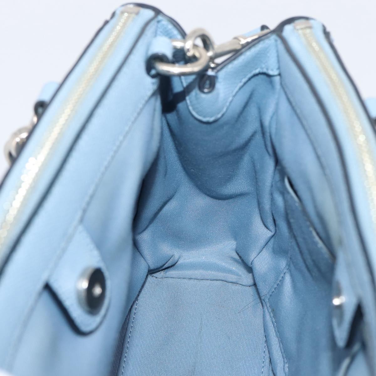 Coach Hand Bag Leather 2way Light Blue Silver Auth 209164A
