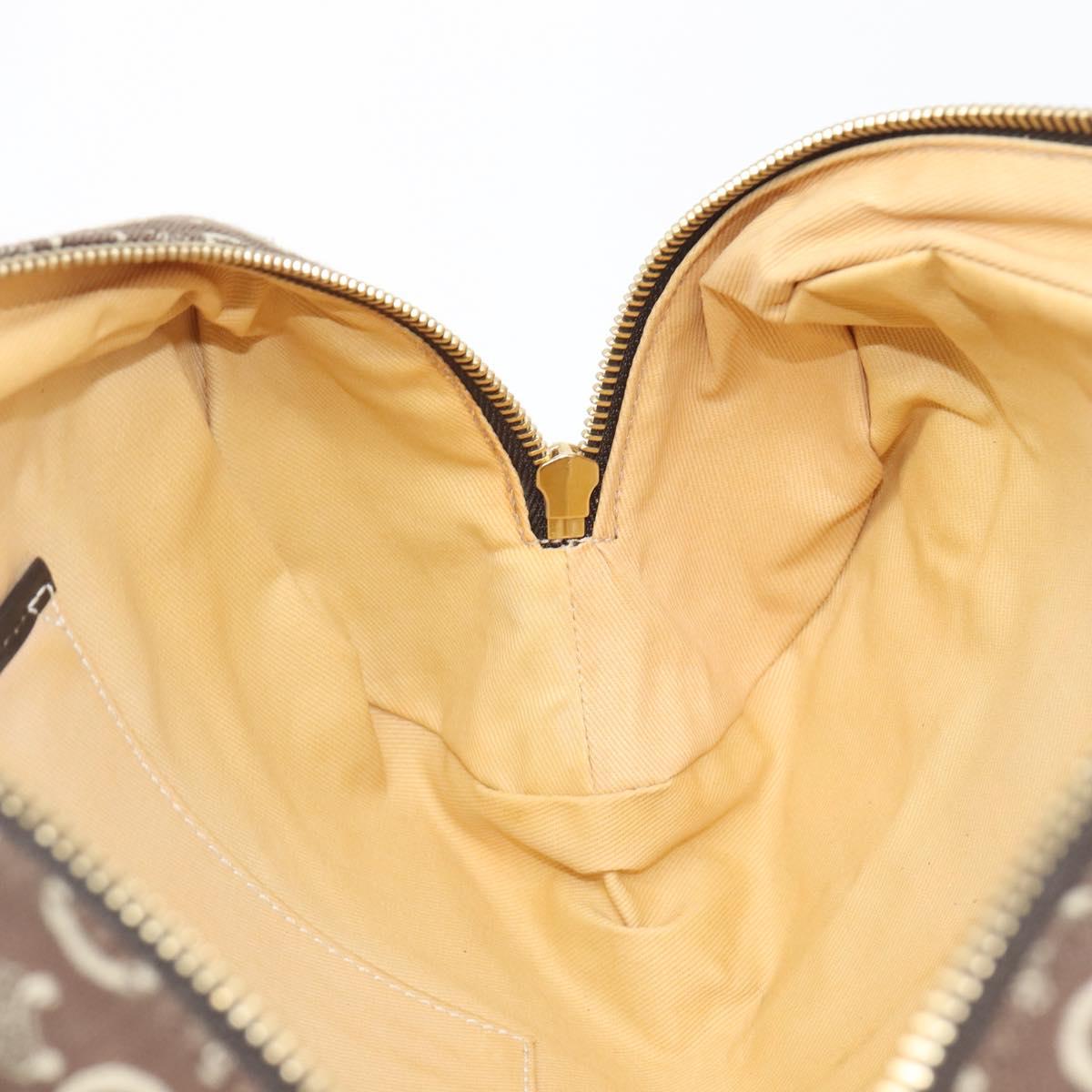 CELINE C Macadam Hand Bag Canvas Brown Gold Tone Auth 209166
