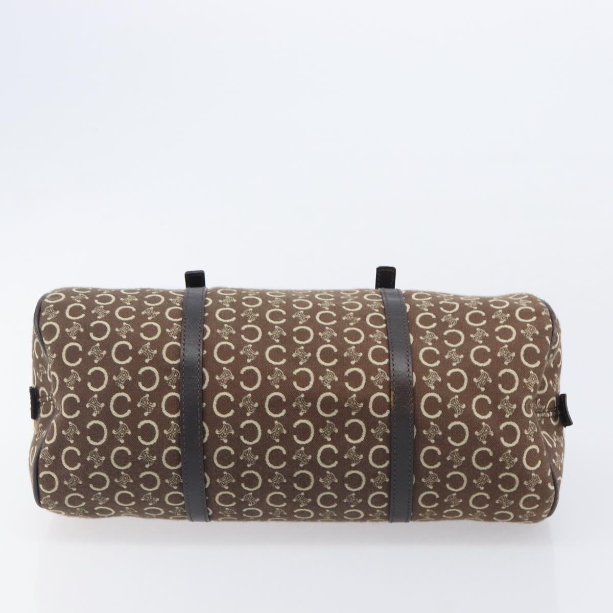 CELINE C Macadam Hand Bag Canvas Brown Gold Tone Auth 209166