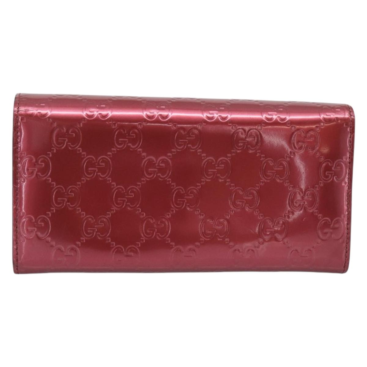 GUCCI GG Canvas Long Wallet Leather Pink Gold Tone 251861 Auth 209169
