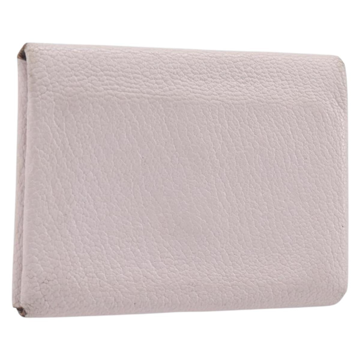 HERMES Calvi Duo Coin Purse Leather Pink Silver Auth 209175