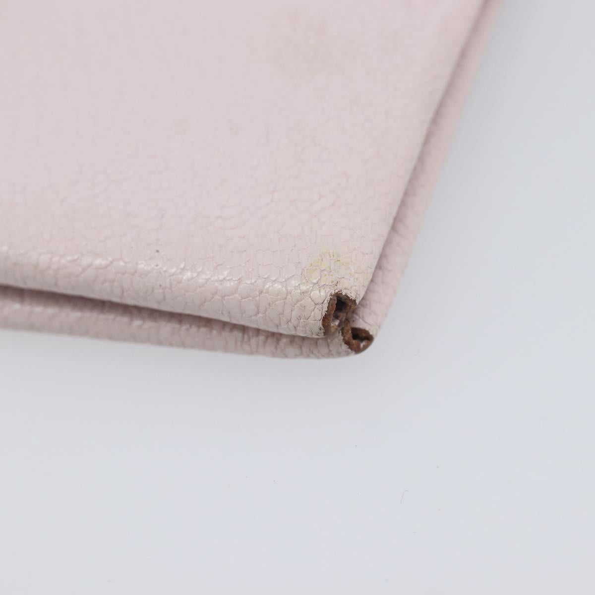 HERMES Calvi Duo Coin Purse Leather Pink Silver Auth 209175
