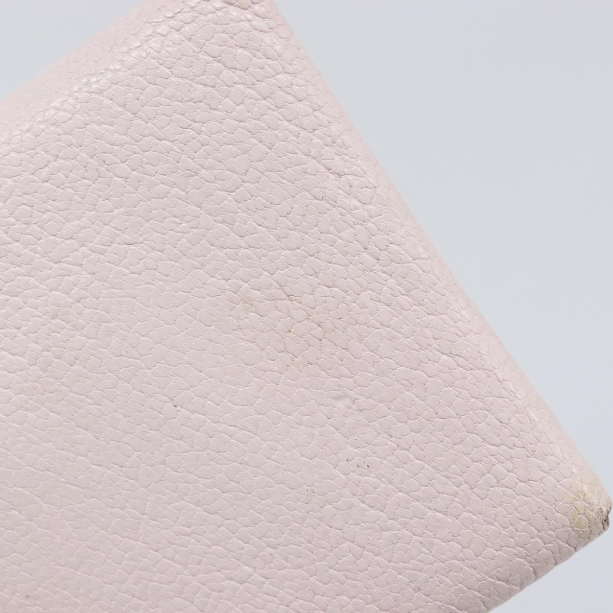 HERMES Calvi Duo Coin Purse Leather Pink Silver Auth 209175