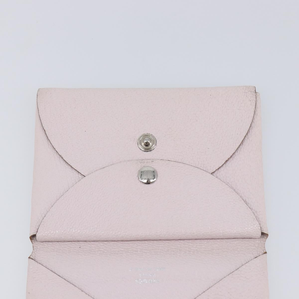 HERMES Calvi Duo Coin Purse Leather Pink Silver Auth 209175