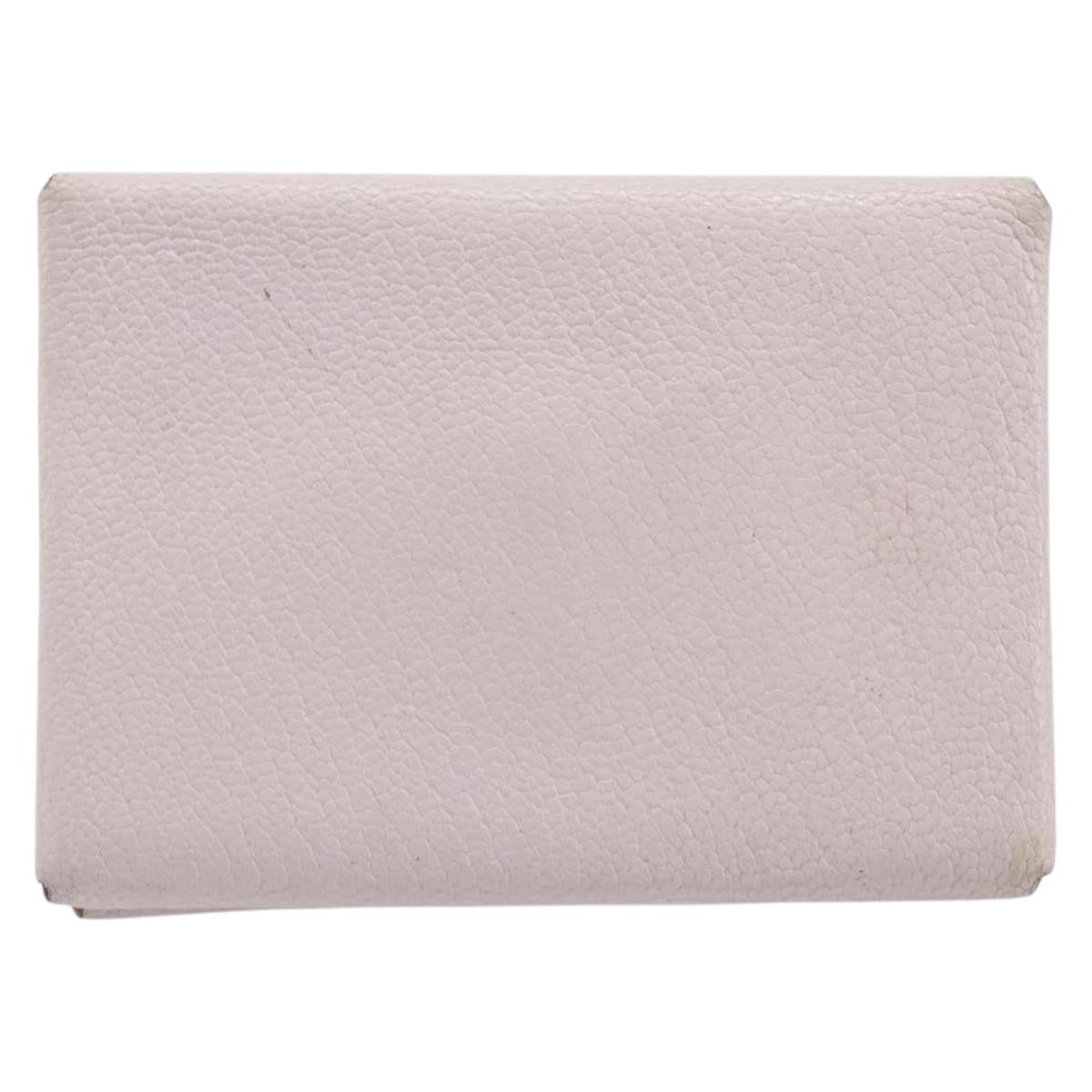 HERMES Calvi Duo Coin Purse Leather Pink Silver Auth 209175