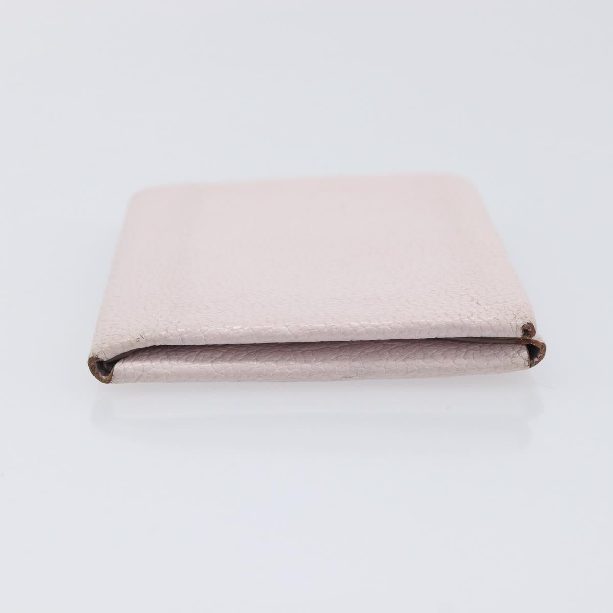 HERMES Calvi Duo Coin Purse Leather Pink Silver Auth 209175