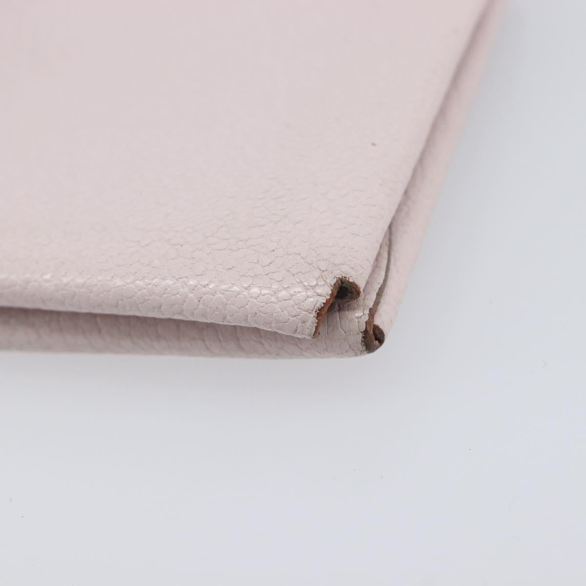 HERMES Calvi Duo Coin Purse Leather Pink Silver Auth 209175