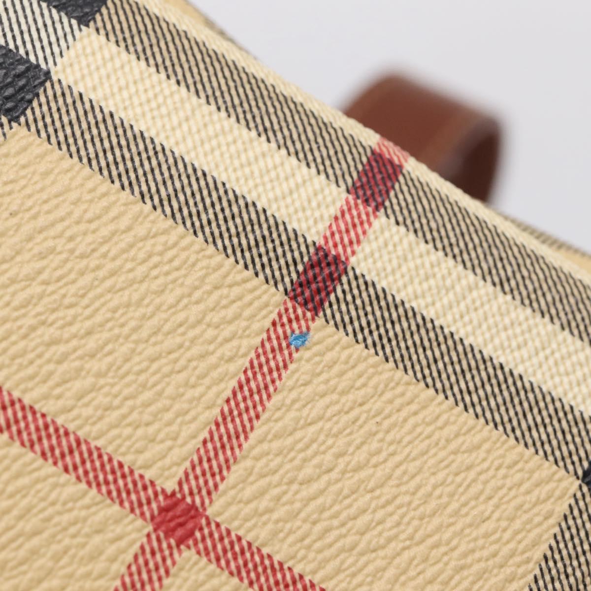 BURBERRY Nova Check Shoulder Bag PVC Beige Gold Auth 209179V