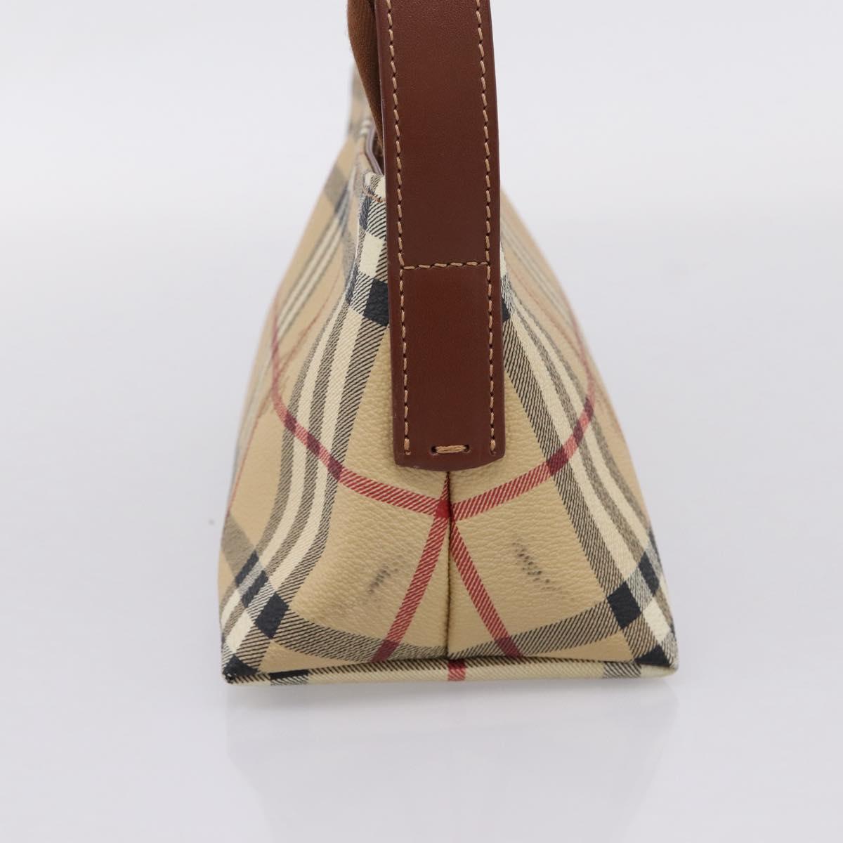 BURBERRY Nova Check Shoulder Bag PVC Beige Gold Auth 209179V